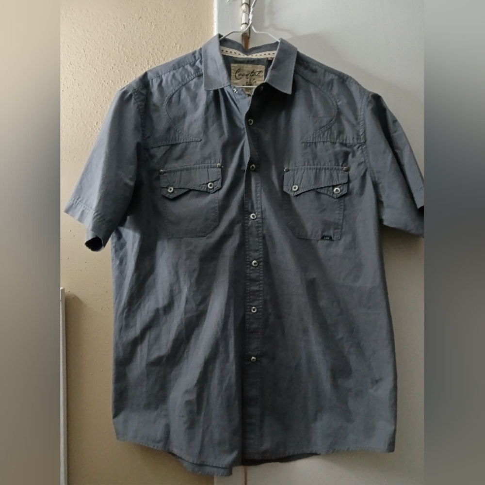 Coastal Blue Men's Charcoal Button Down Shirt